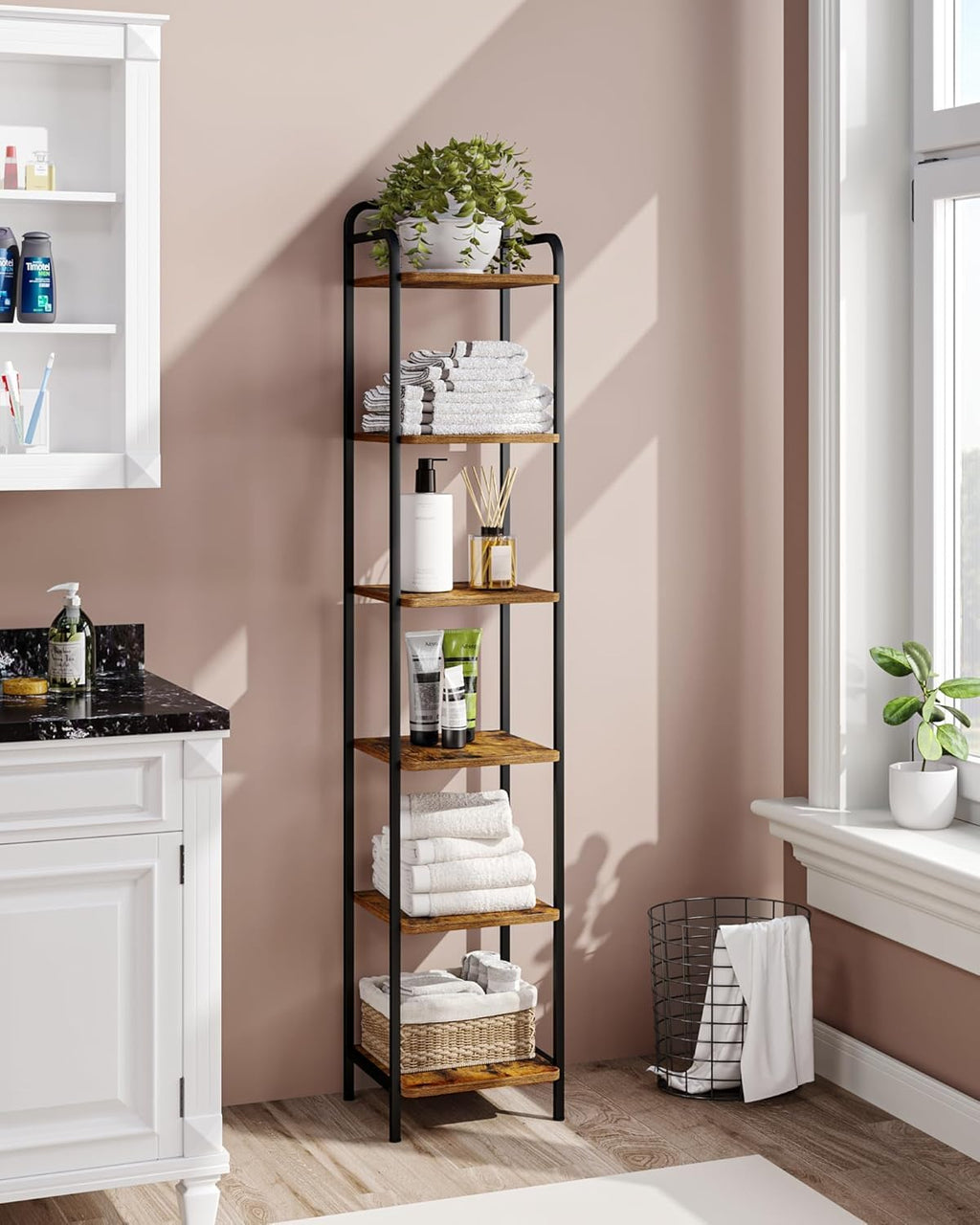 Narrow Industrial Bookcase V920