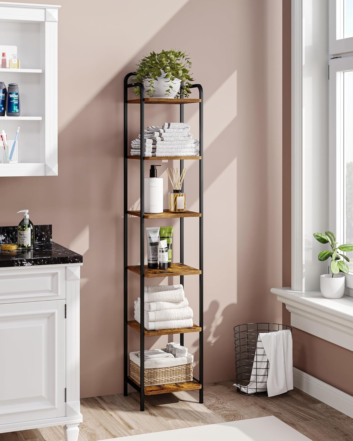 Narrow Industrial Bookcase V920
