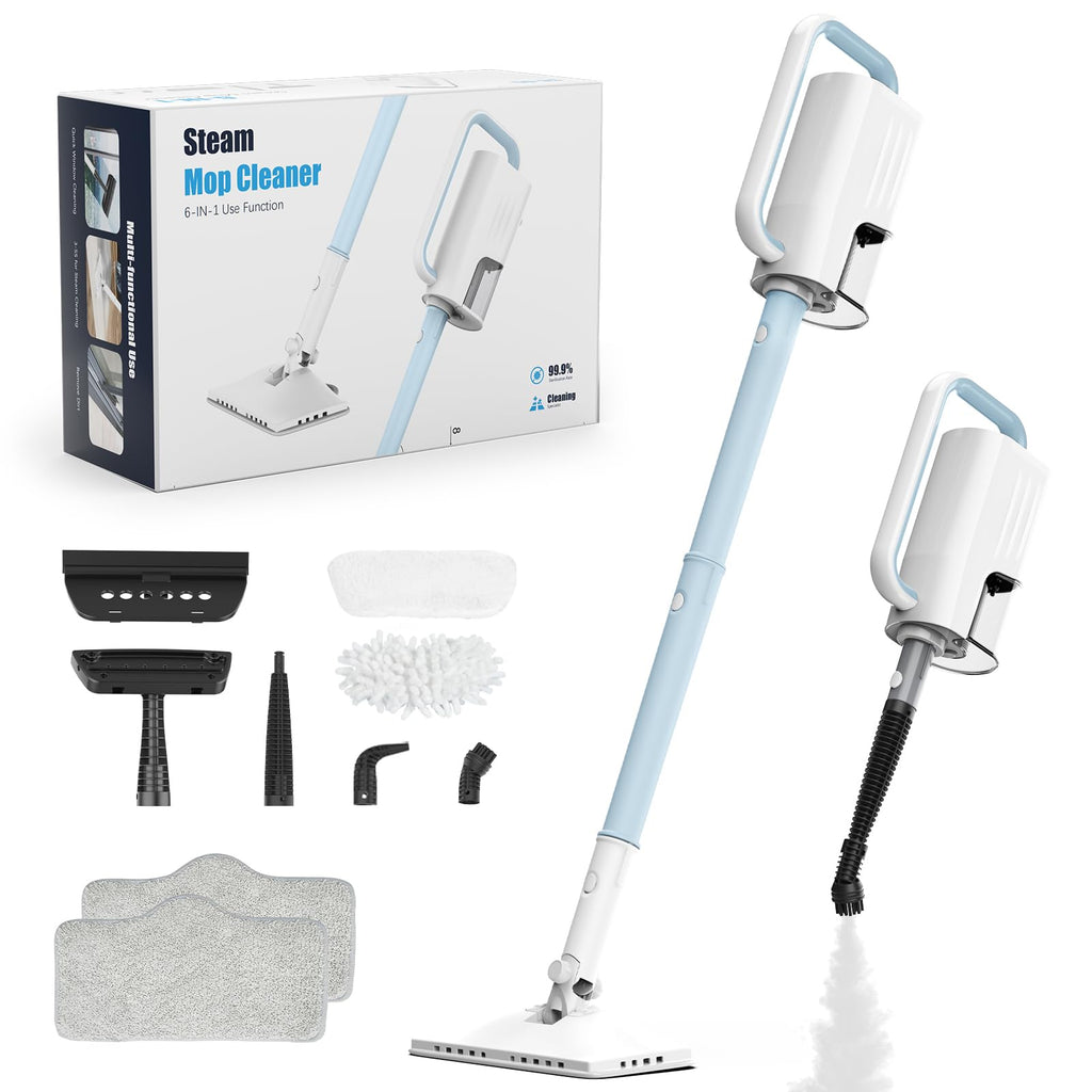 6 in1 Steam Mop Cleaner with 2 Modes, 2 Microfiber Pads, 400ML Removable Tank S5039