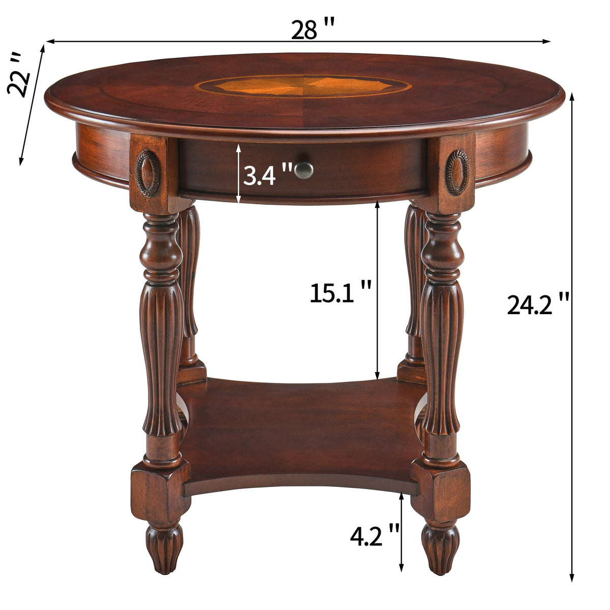 2-Tier Cherry Wood End Table with Drawer B639668