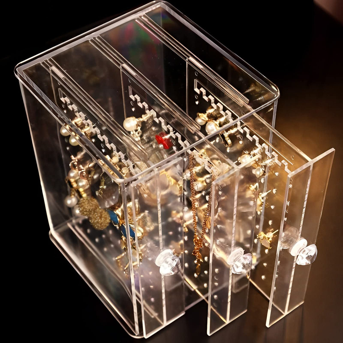Clear Acrylic 3 Vertical Drawer Jewelry Storage Box V7081