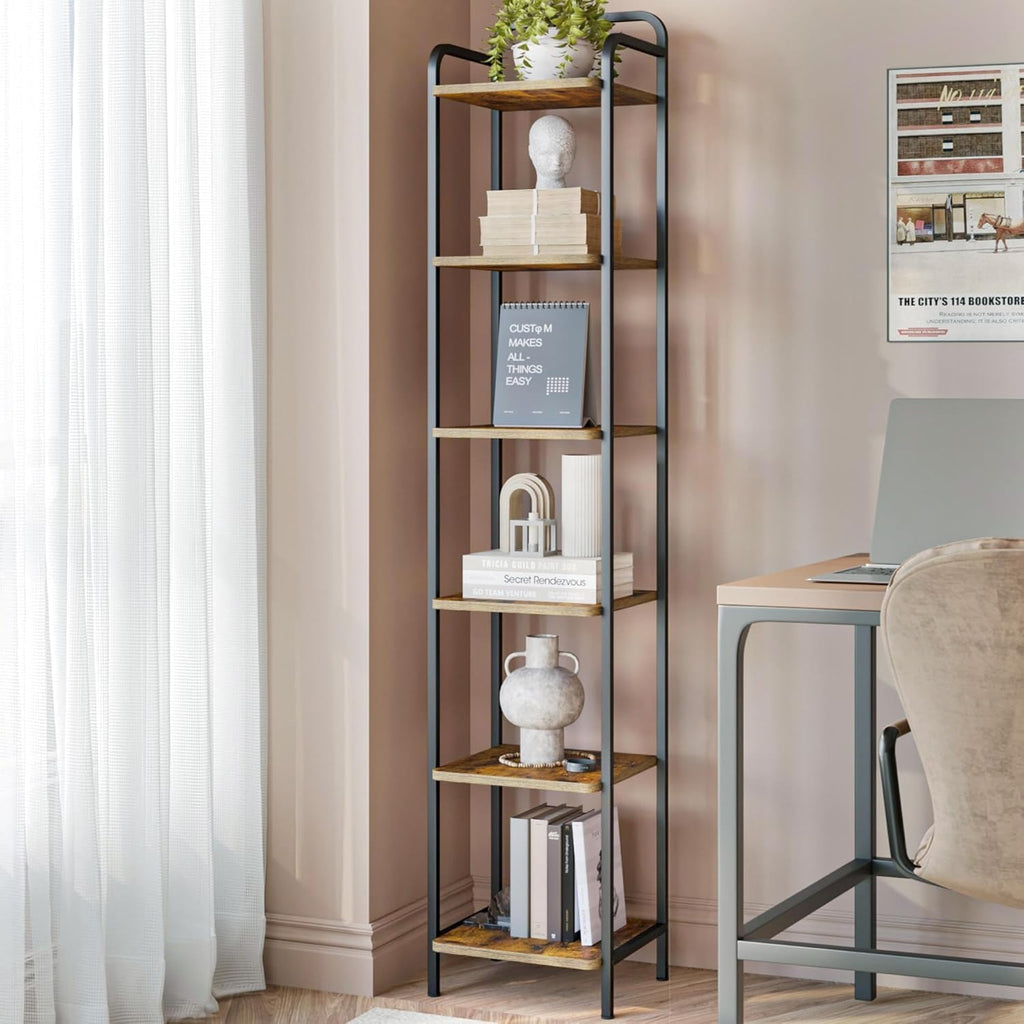 Narrow Industrial Bookcase V920