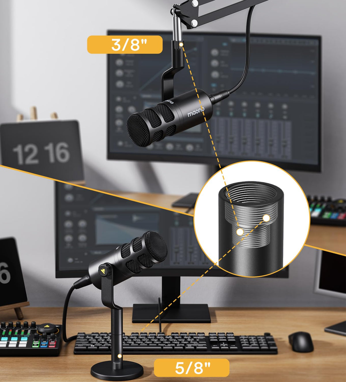 XLR Podcast Microphone, Cardioid Dynamic Metal Desk Mic C85114