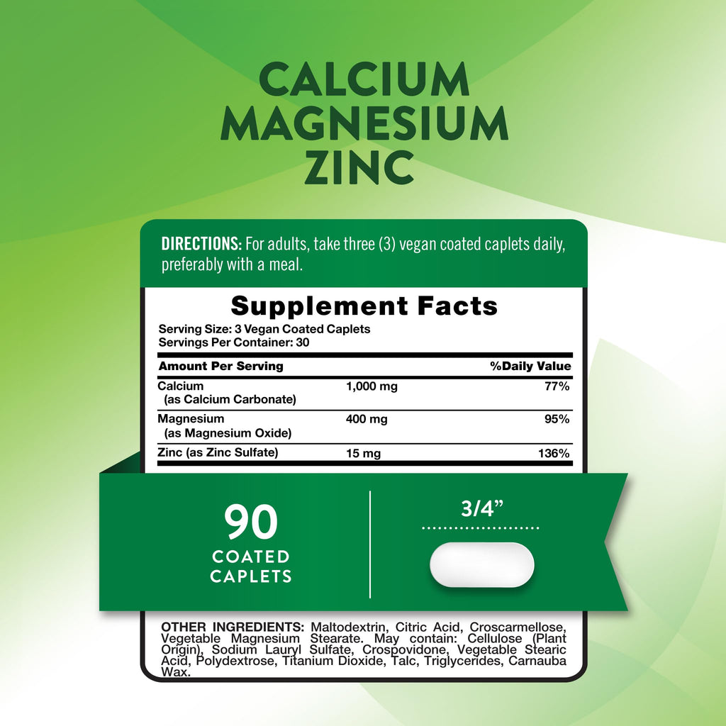 Calcium Magnesium Zinc 90 Coated Caplets F1861
