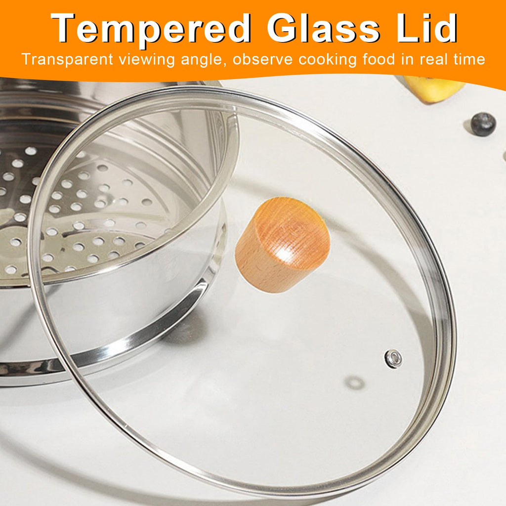 8 Inch Tempered Glass Pan Lid with Wooden Handle P793