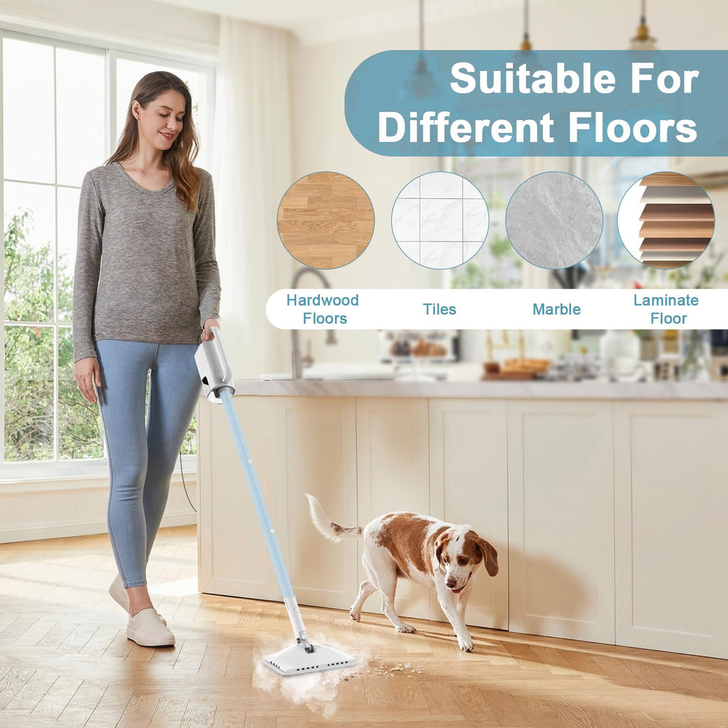 6 in1 Steam Mop Cleaner with 2 Modes, 2 Microfiber Pads, 400ML Removable Tank S5039