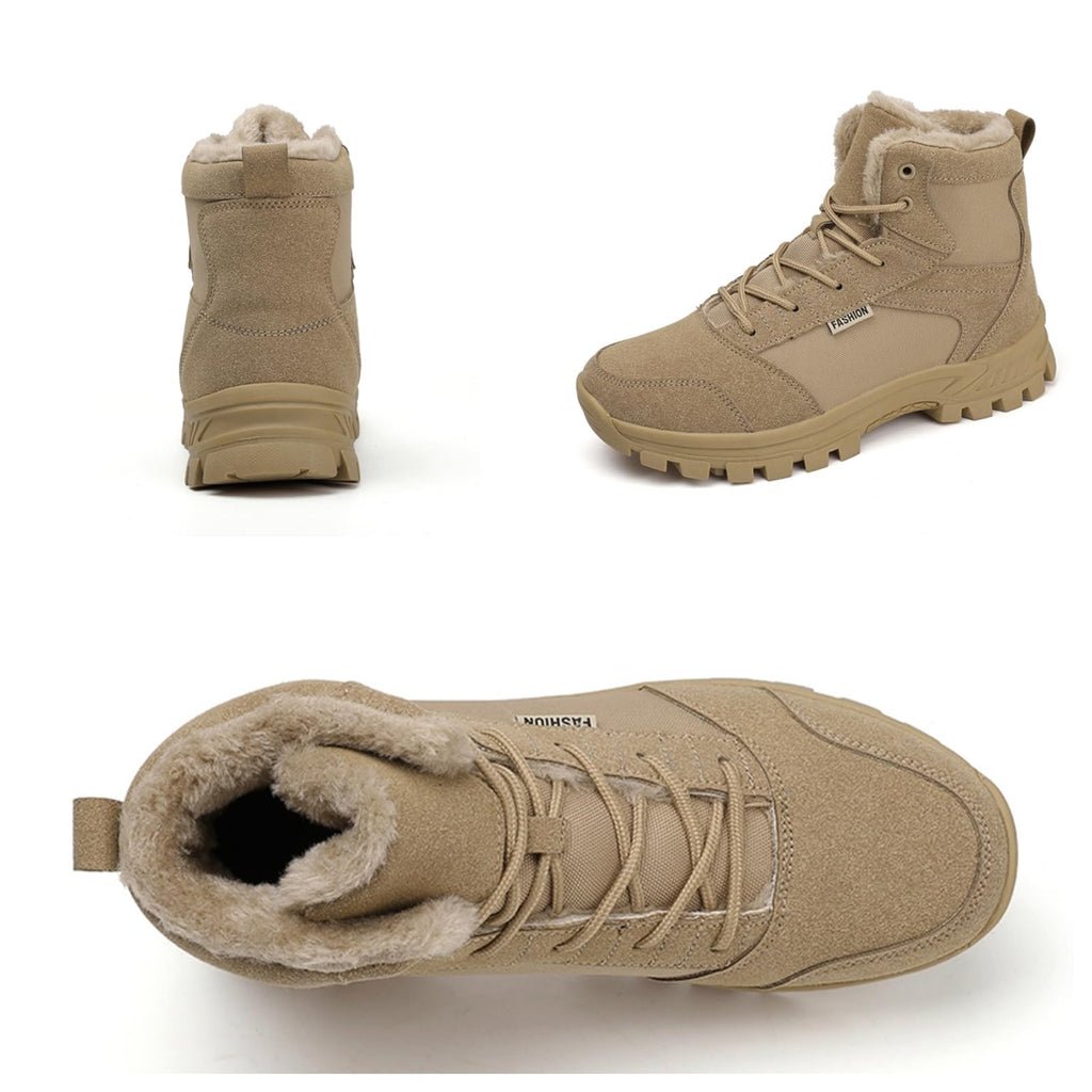 Mid Top Fur Lined Suede Leather Waterproof Military Tactical Boots O9061