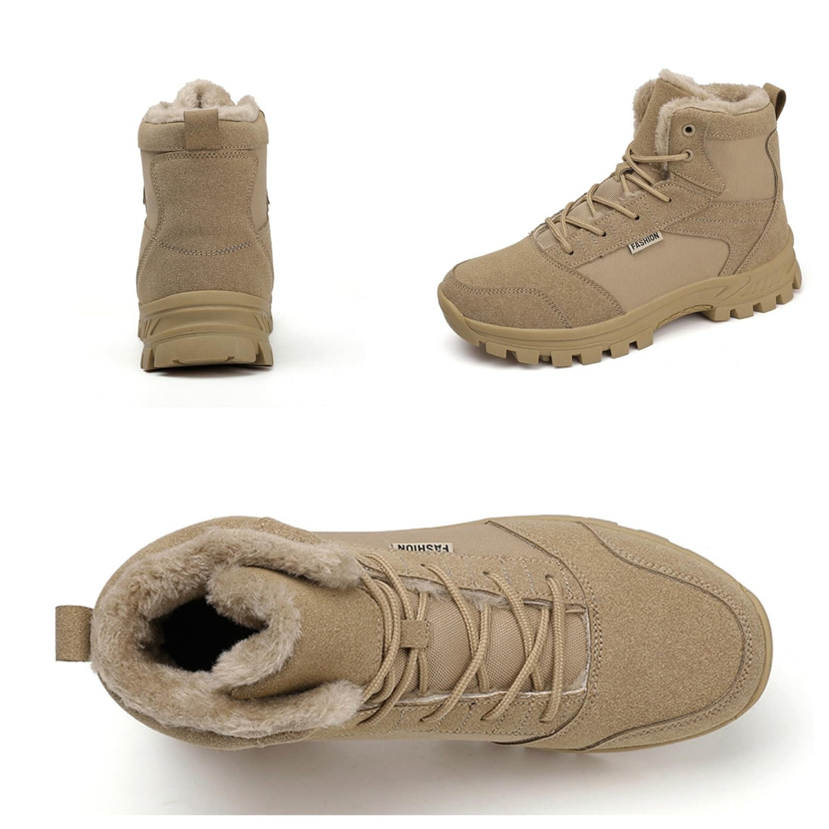 Mid Top Fur Lined Suede Leather Waterproof Military Tactical Boots O9061