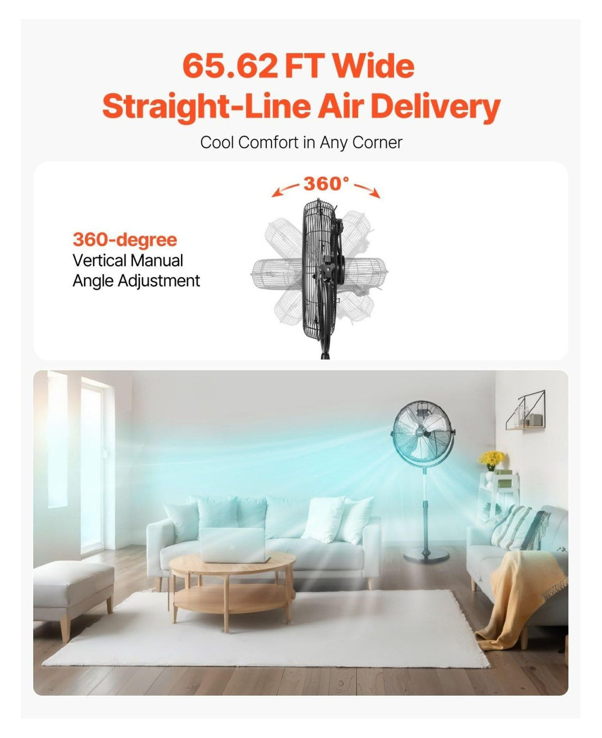 20 Inch 3 Speed Adjustable Height Pedestal Fan C5554