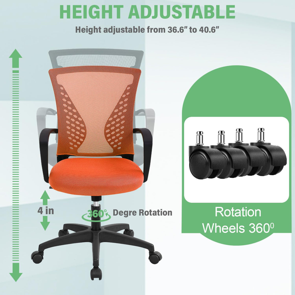 Orange Ergonomic Office Desk Chair with Armrest Z63942