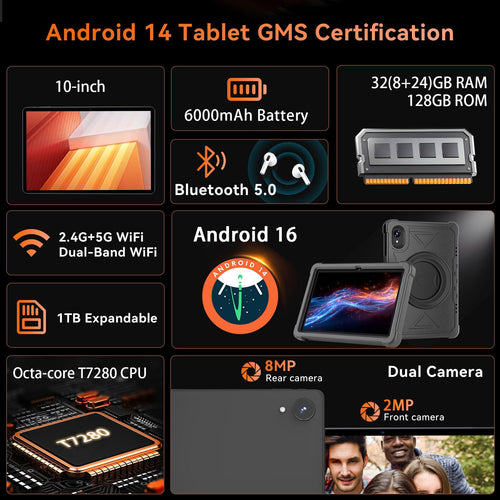 10 Inch Android 16 Tablet 32GB RAM 128GB ROM Q705288