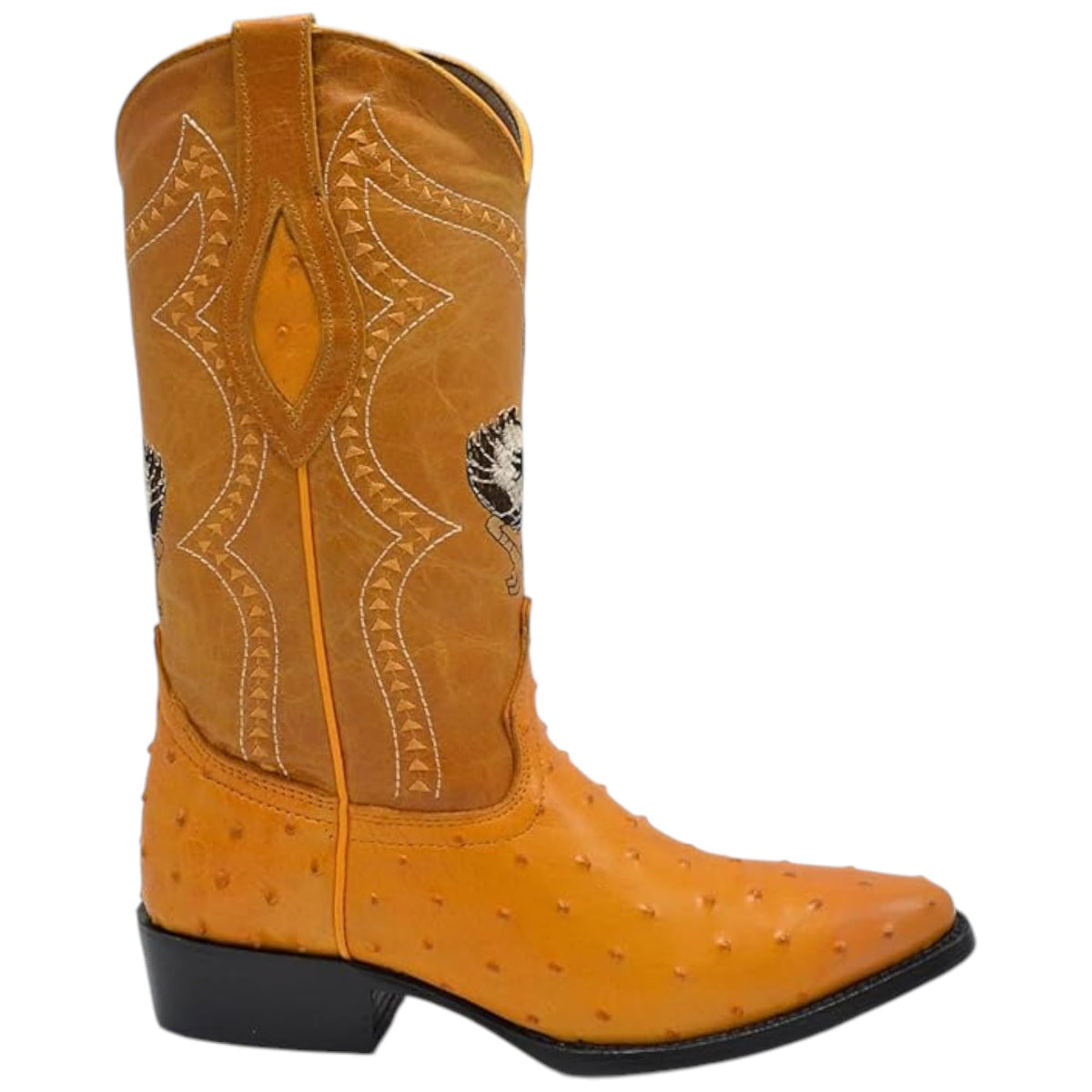 Men’s Genuine Leather Ostrich Print J-Toe Western Boots J677