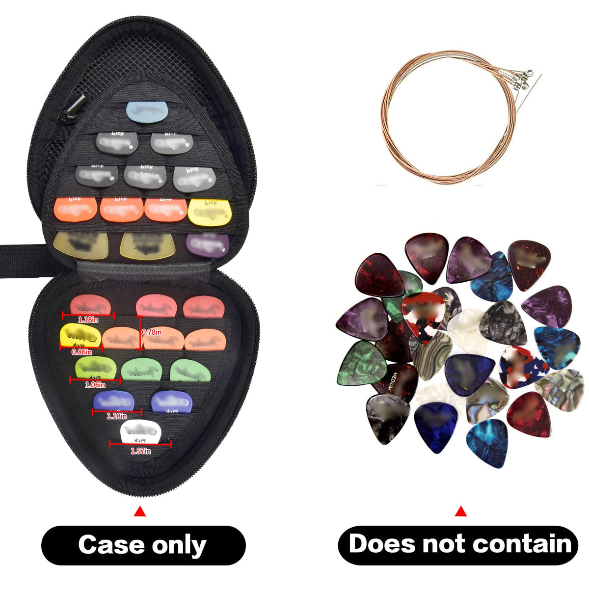 Black Guitar Pick Case with Mesh Pocket A3983