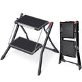 Folding Step Ladder, 2 Step Step Stool with Handle, Black A35041