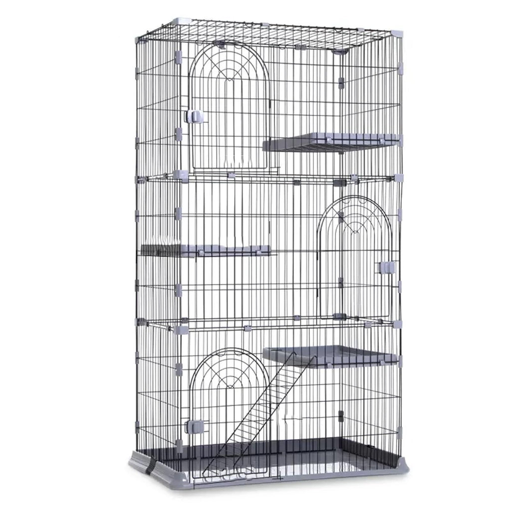 3/4-Tier Wire Cat Cage Playpen Kennel with Hammock L9892