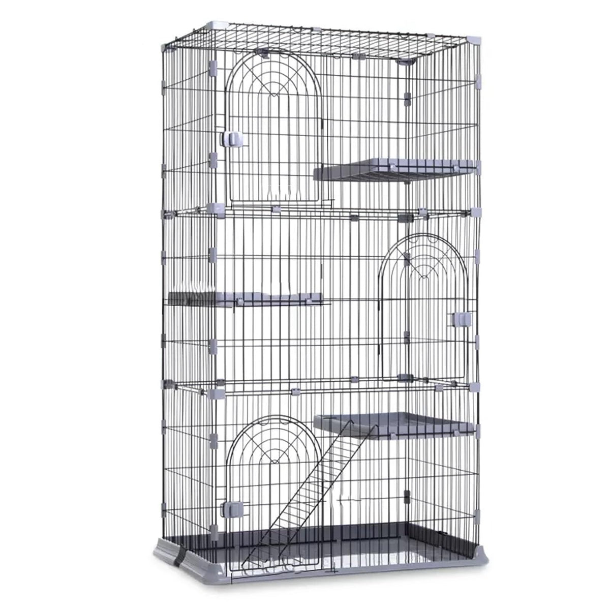 3/4-Tier Wire Cat Cage Playpen Kennel with Hammock L9892