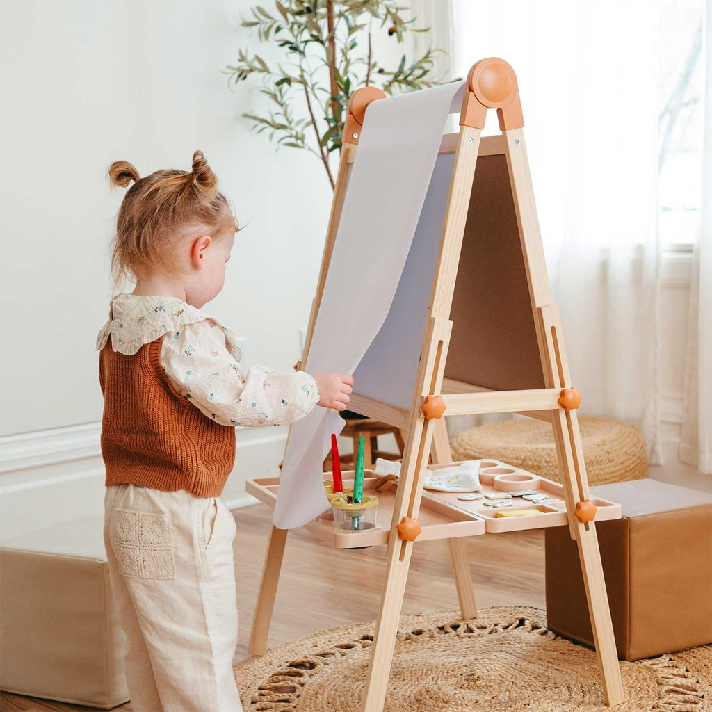 Foldable Wooden Art Easel with Chalkboard & Whiteboard R6178