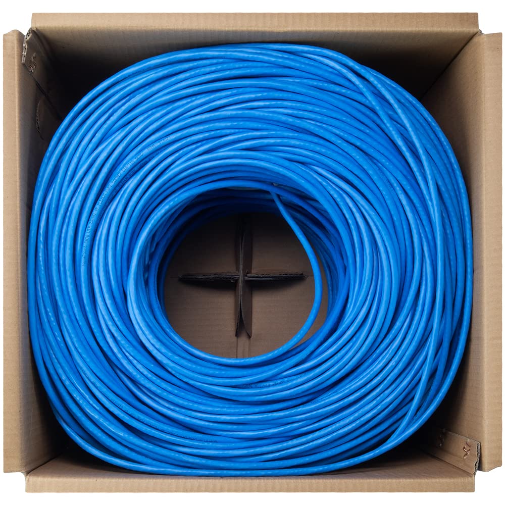 Cat6 Plenum Blue 1000ft Bare Copper Ethernet Cable B9130