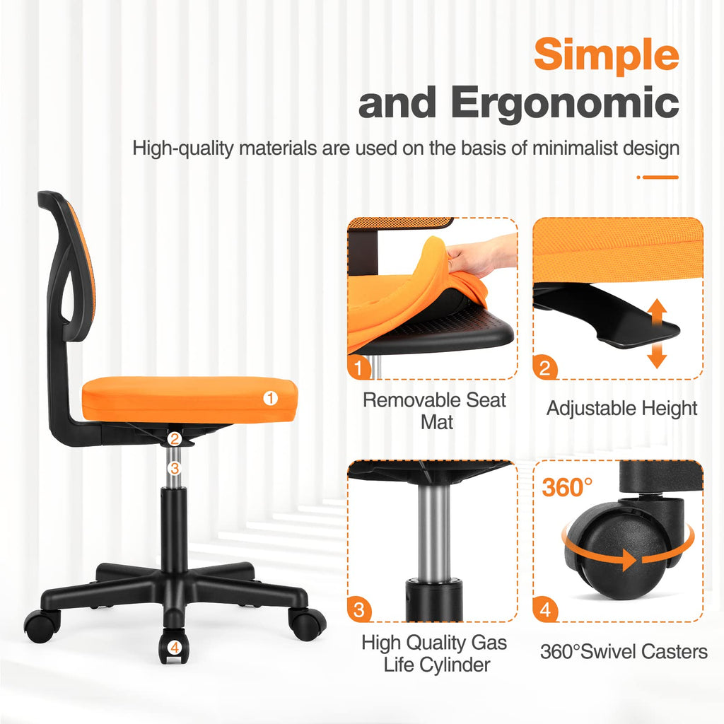 Armless Mesh Rolling Office Chair Z281646