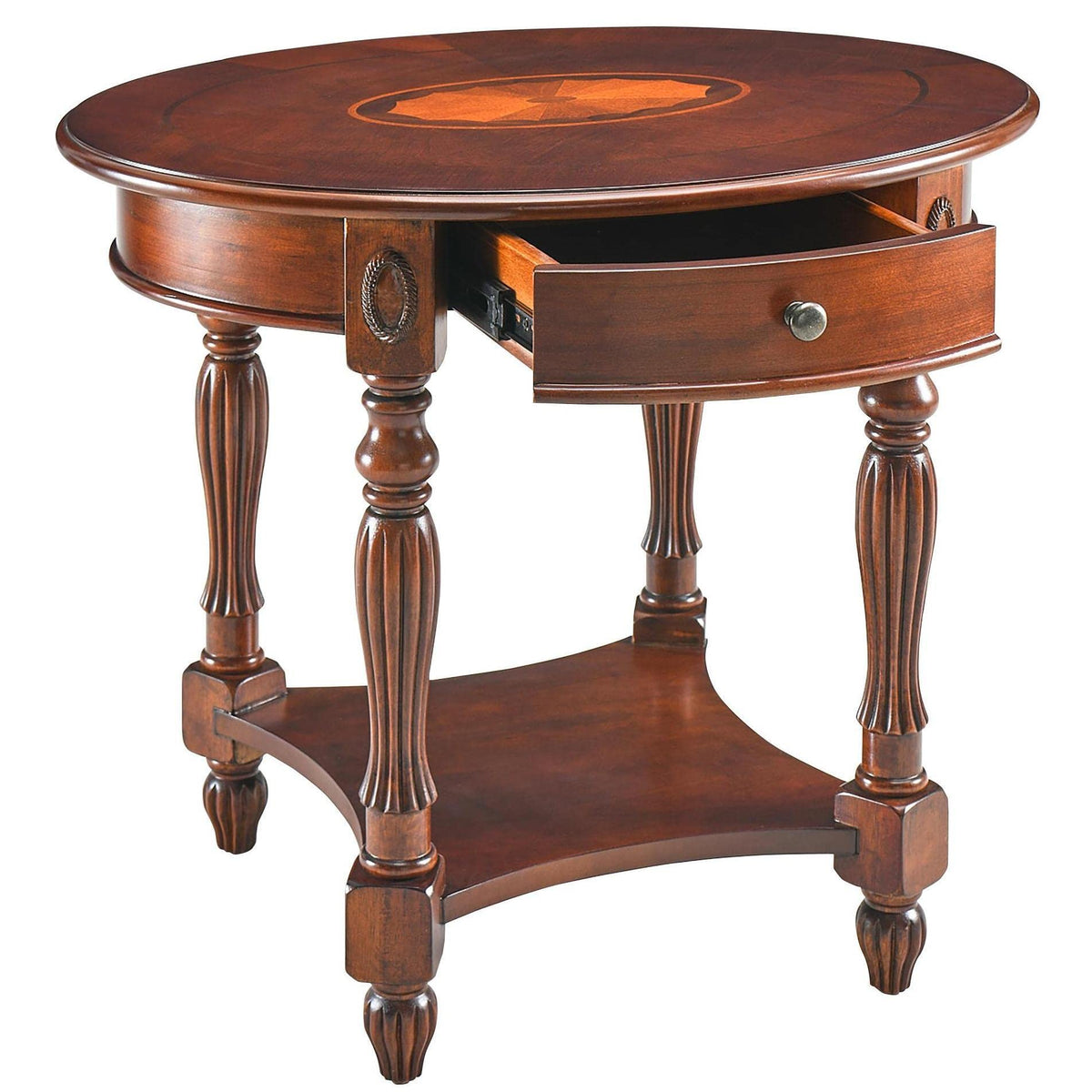 2-Tier Cherry Wood End Table with Drawer B639668