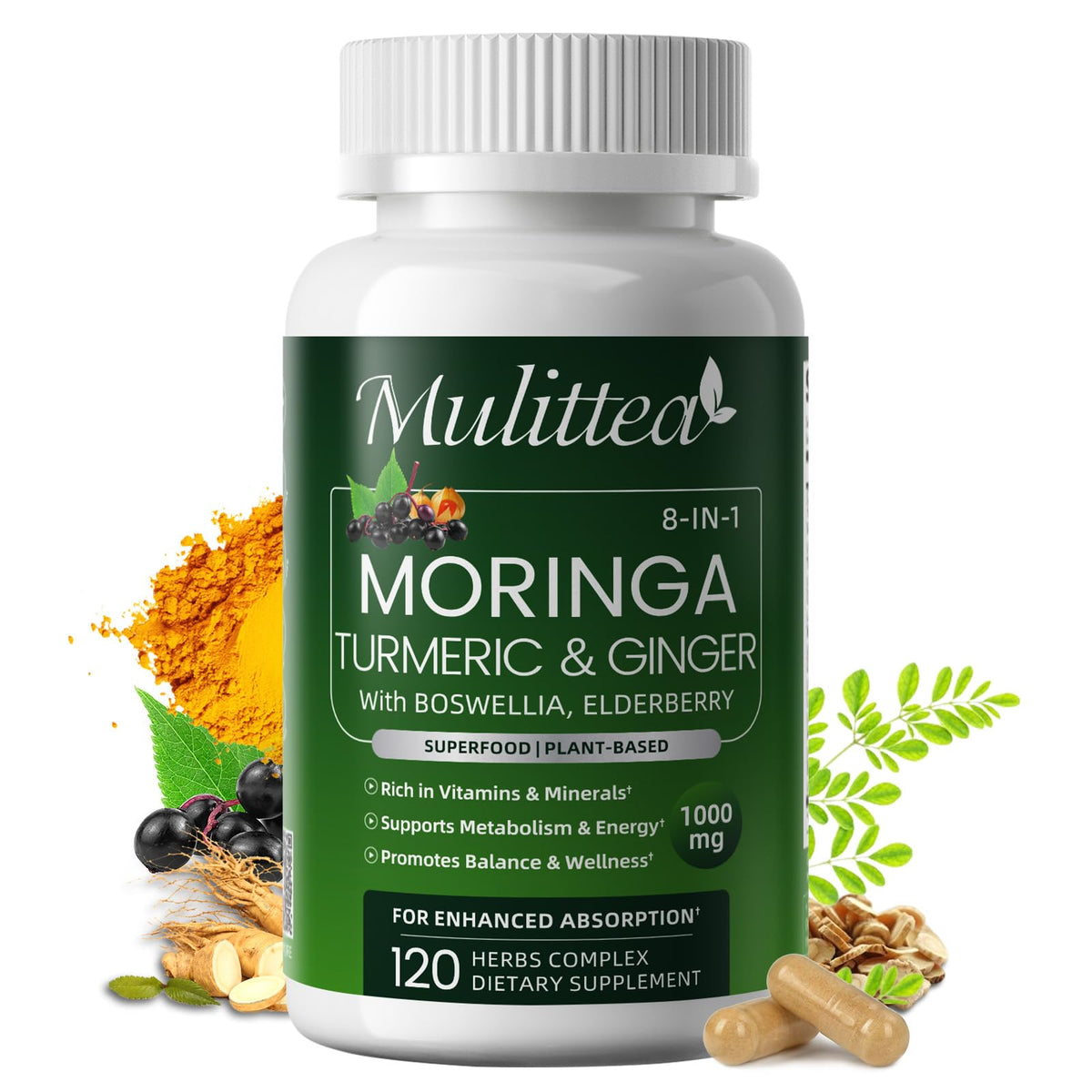 Moringa Capsules 1000mg with Ashwagandha & Turmeric R267