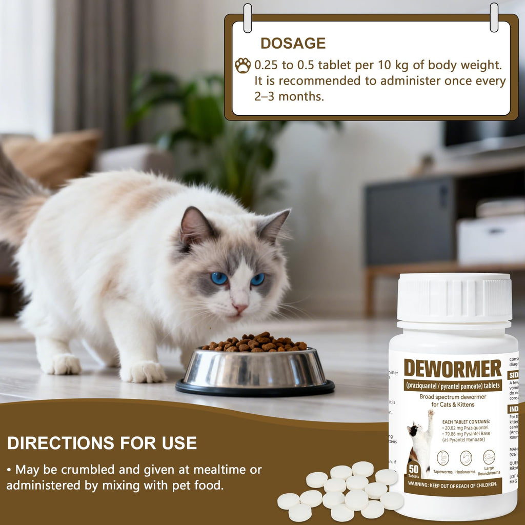 Broad-Spectrum Dewormer for Cats & Kittens, 50 Tablets R86510