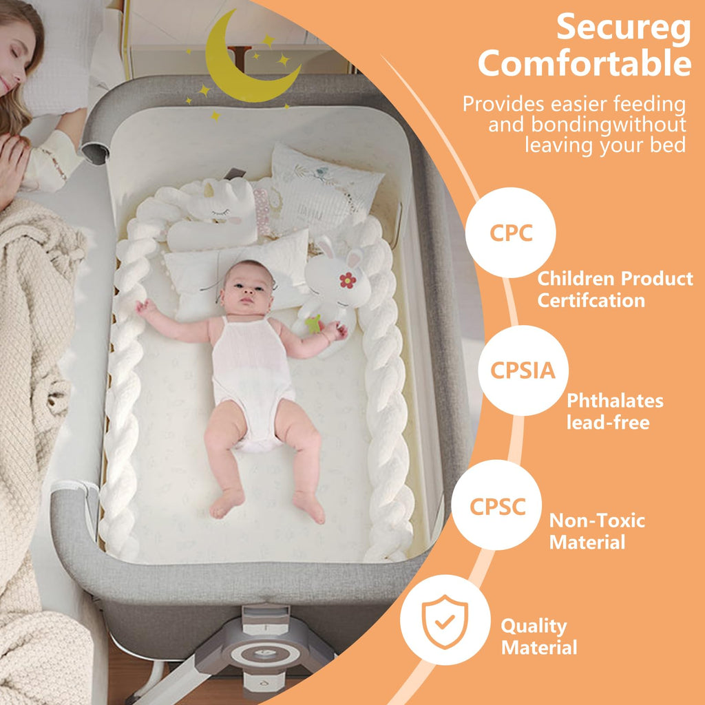 4 in 1 Baby Bassinet Bedside Sleeper with Wheels and Mattress F482