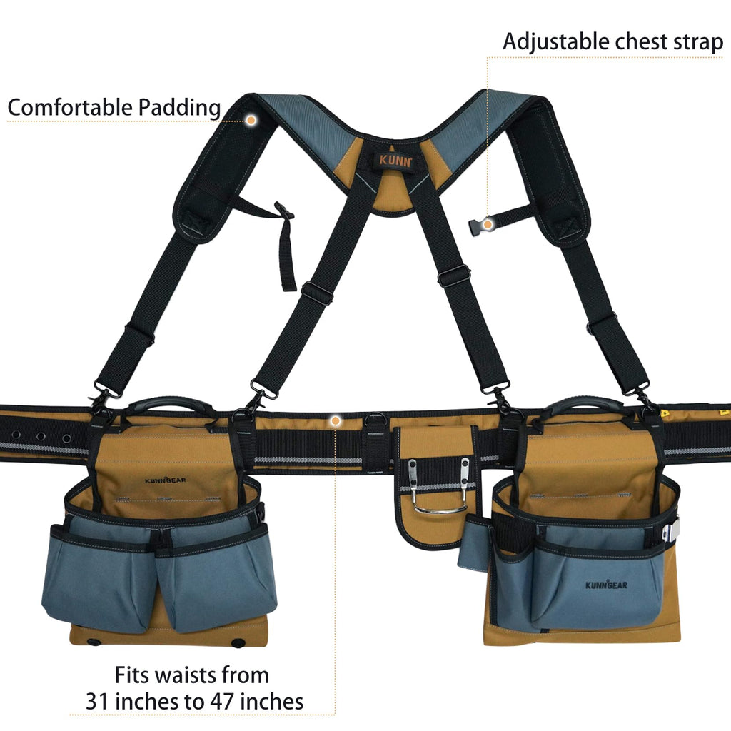 Khaki Carpenter Tool Belt with Suspenders E667753