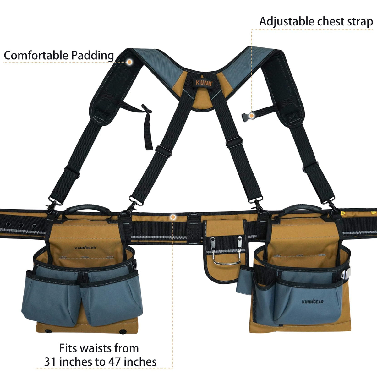 Khaki Carpenter Tool Belt with Suspenders E667753