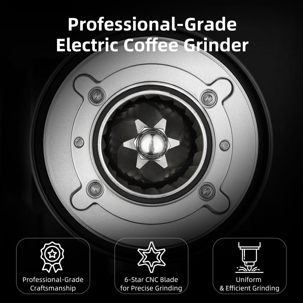 Black Electric Burr Coffee Grinder with Stainless Steel Conical Burr P924
