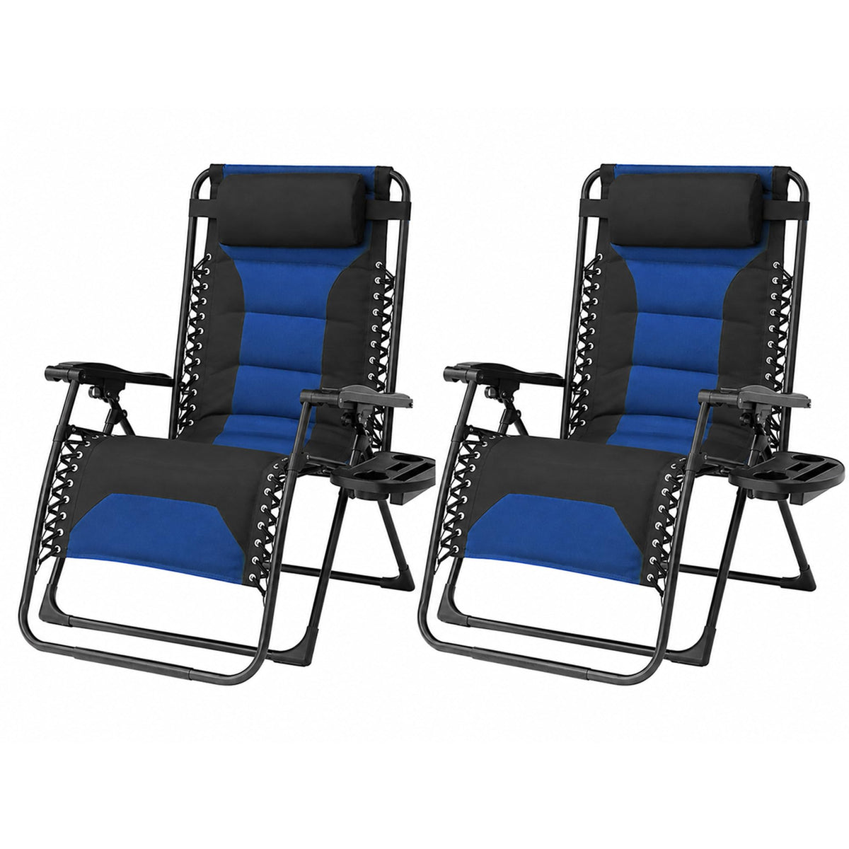 Oversized Zero Gravity Chair 2 Pack Folding Recliner with Pillow & Cup Holder Q77547