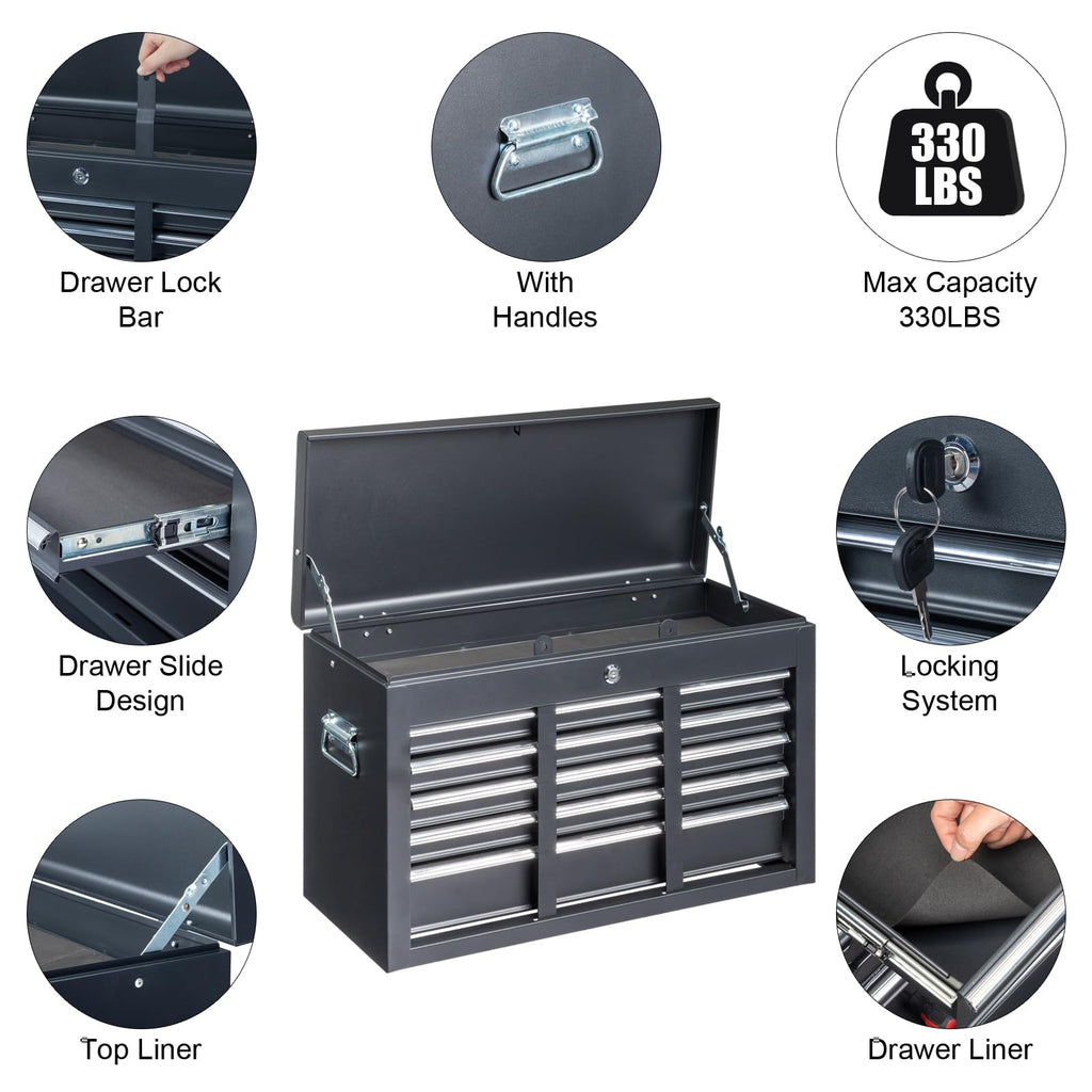 24" 5 Drawer Black Metal Tool Box Q679133