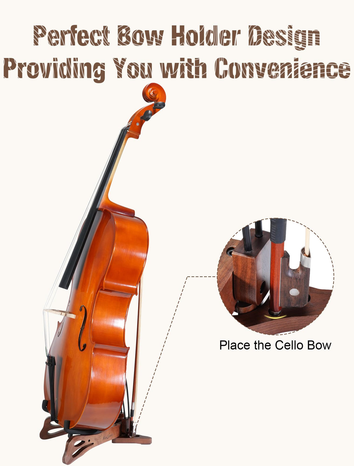 Walnut Cello Stand with Bow Holder U734989