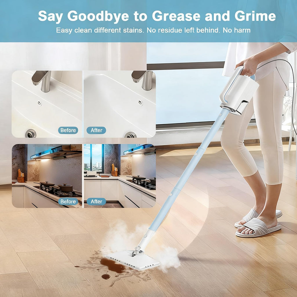 6 in1 Steam Mop Cleaner with 2 Modes, 2 Microfiber Pads, 400ML Removable Tank S5039