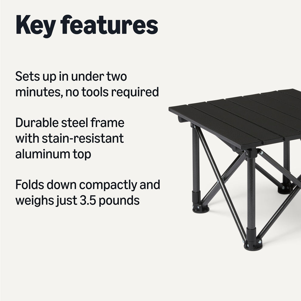 Folding Camping Table Alloy Steel Aluminum Small Black T136