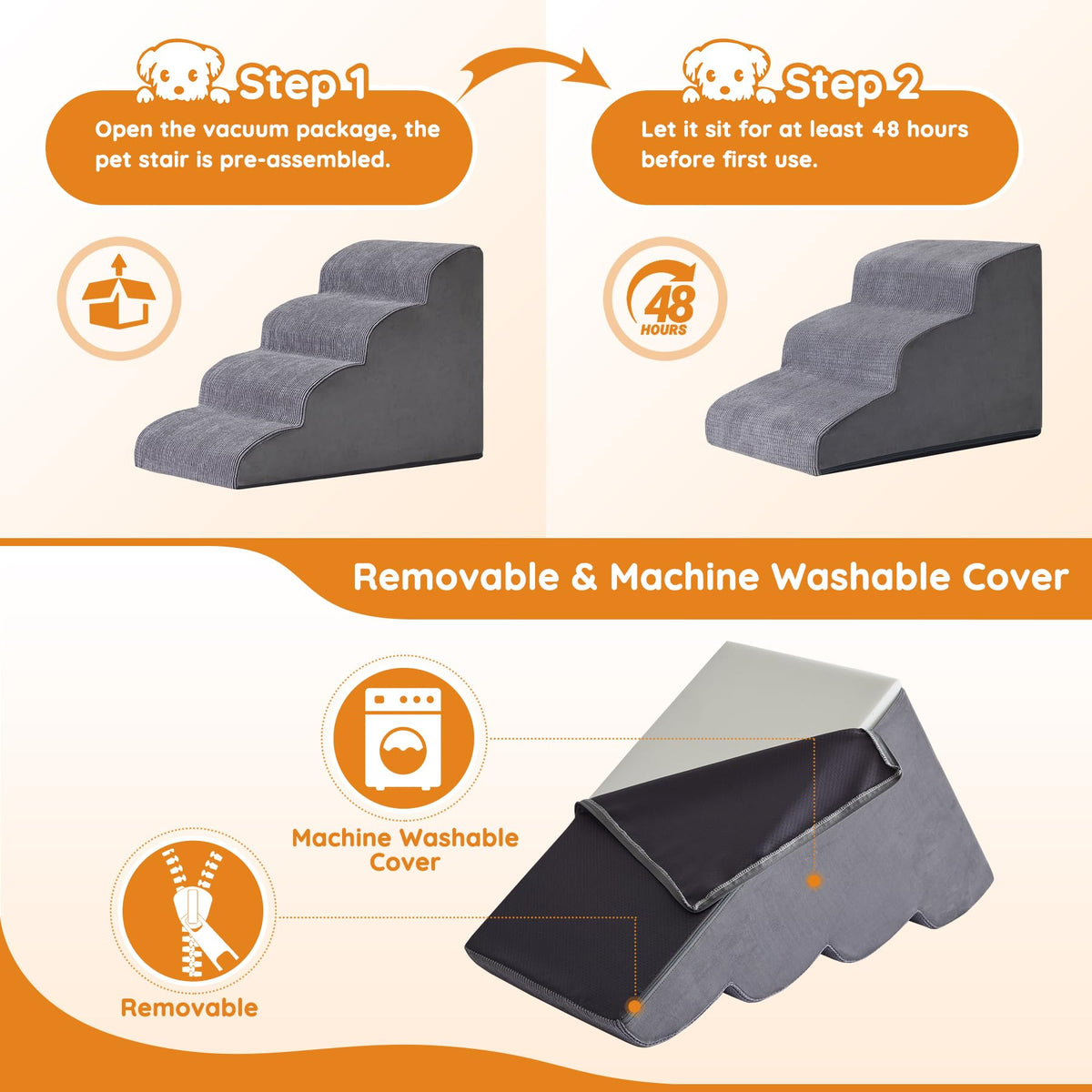 Dog Stairs 2-Step Grey K1148