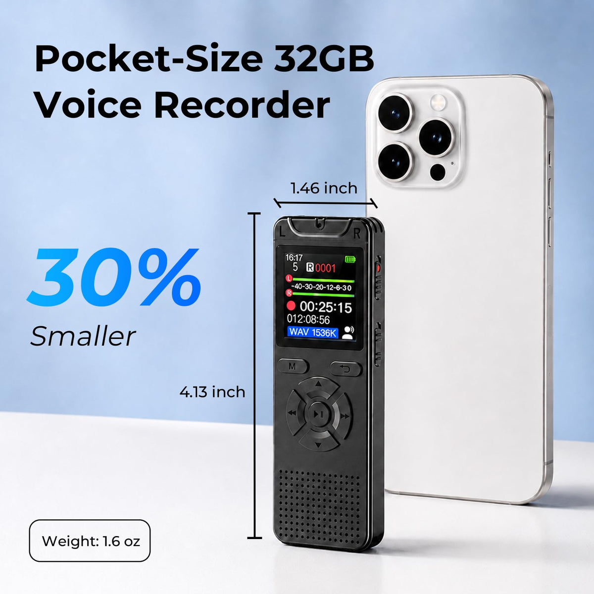 32GB Digital Voice Recorder with Playback V6308