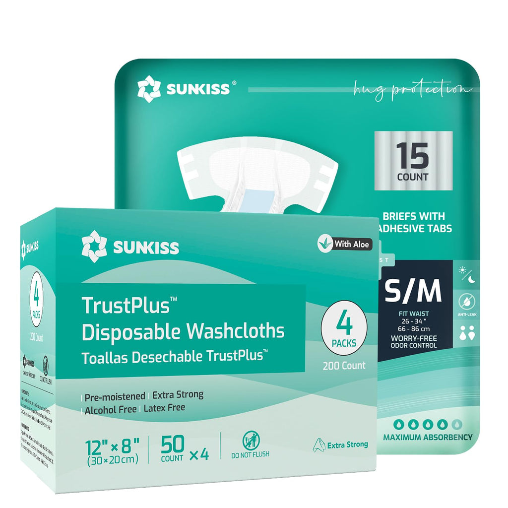 Adult Diapers Small/Medium 15 Count & Wet Wipes 200 Count U354147