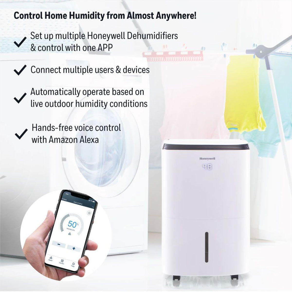 Smart WiFi 30-Pint Dehumidifier with Alexa Voice Control R5196