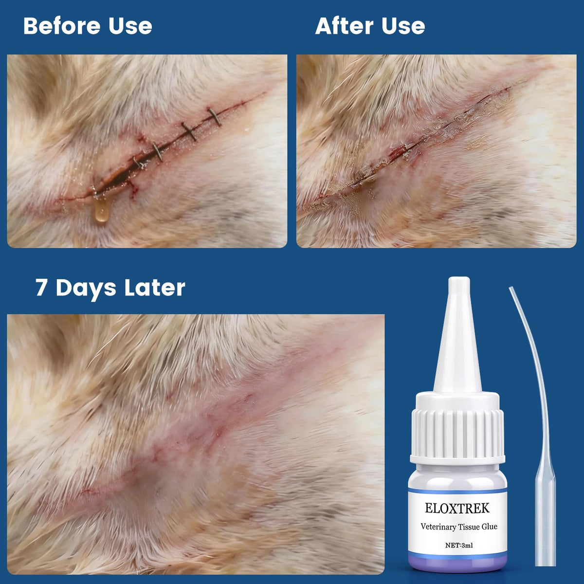 3ml Veterinary Surgical Skin Glue with 15 Applicators T396981