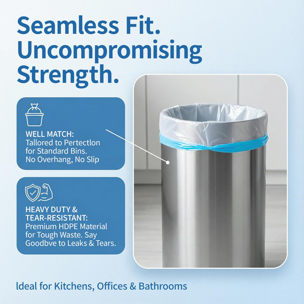 8 Gallon Drawstring Trash Bags 1.2 Mil Unscented 150 Count K91536