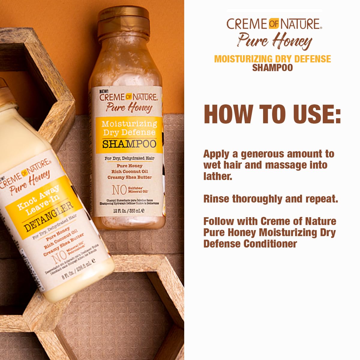 Honey Coconut Oil Shea Butter Shampoo and Leave In Detangler G6818