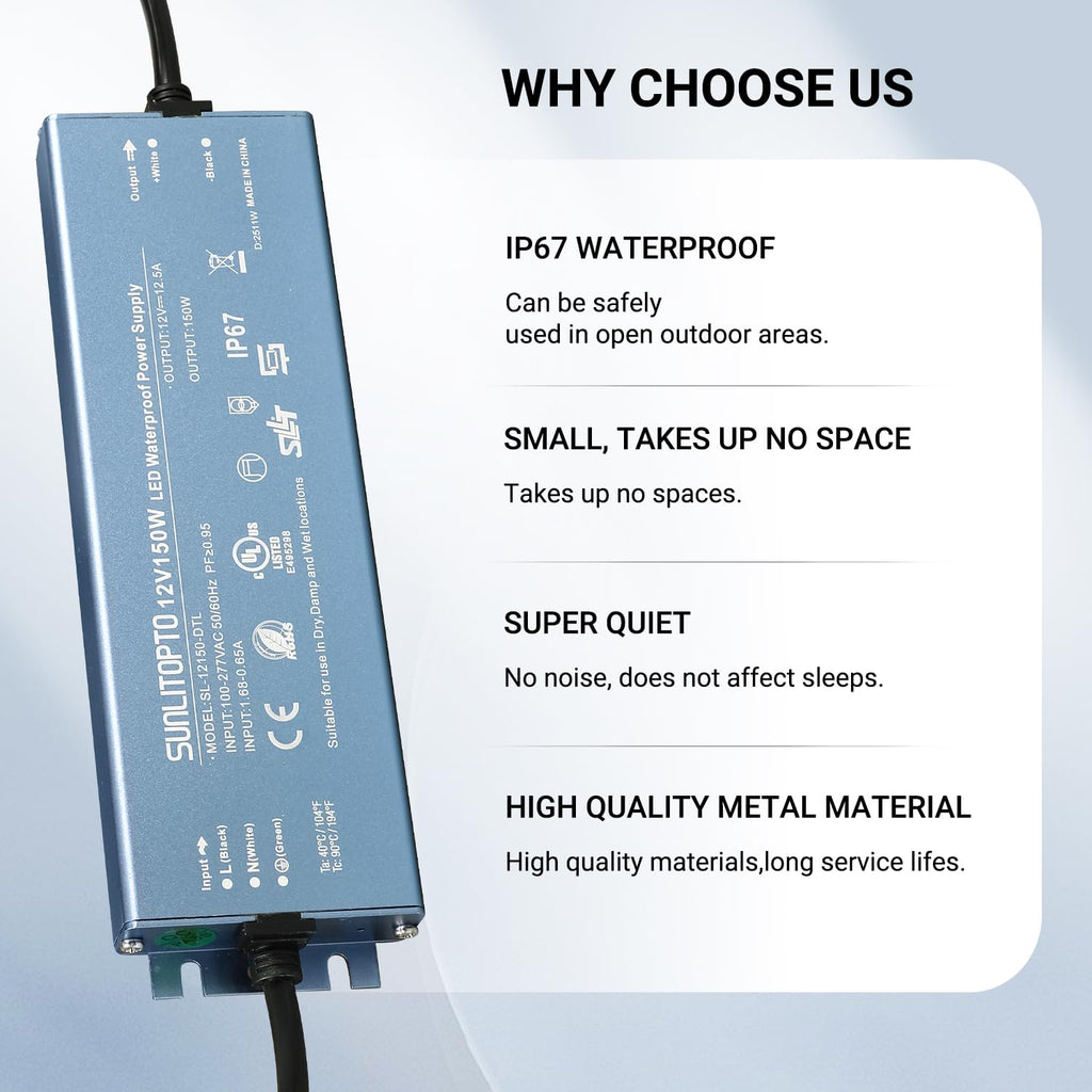 200W IP67 Waterproof 12V LED Power Supply F2385