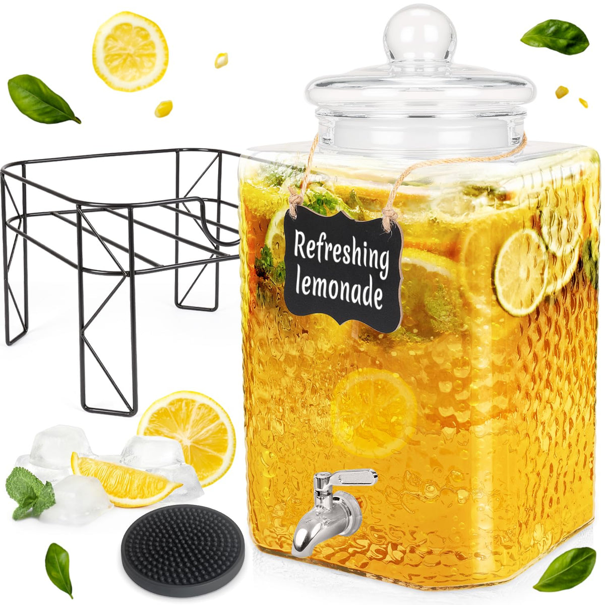 4.6 Gallon Glass Beverage Dispenser with Stand D950