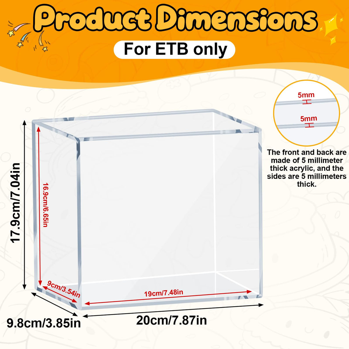 Acrylic Case 5mm with 6 Magnet Secure Closure B737469