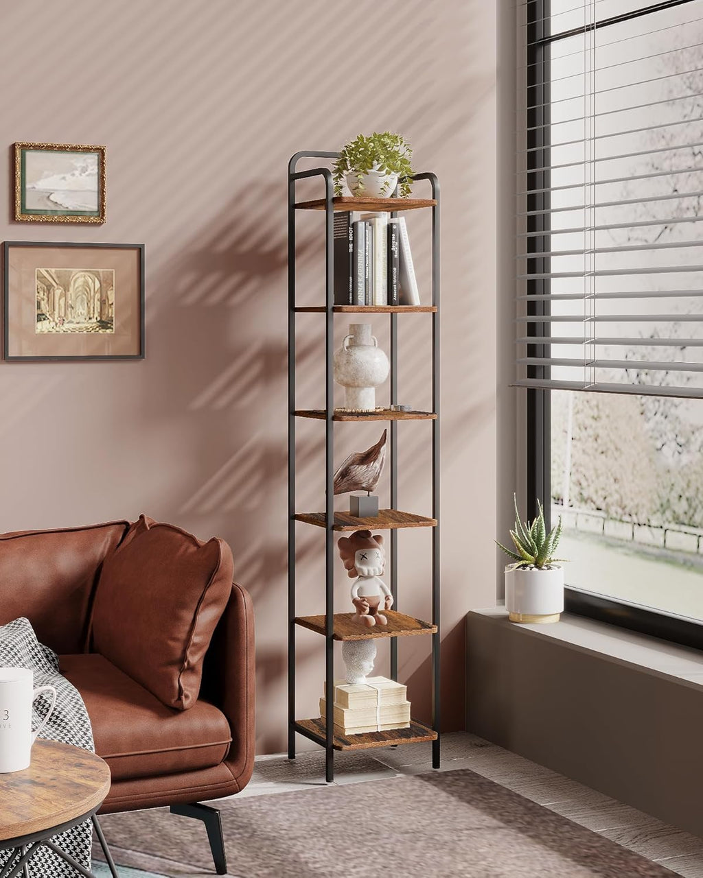 Narrow Industrial Bookcase V920