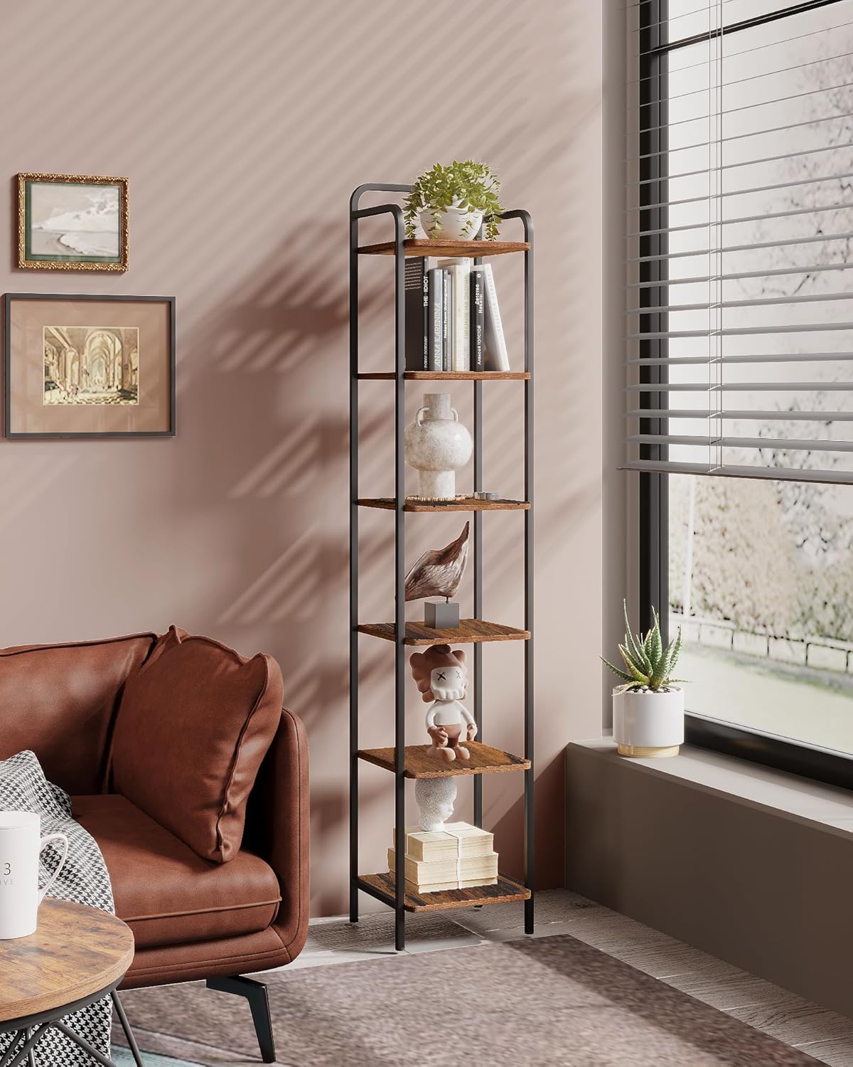 Narrow Industrial Bookcase V920