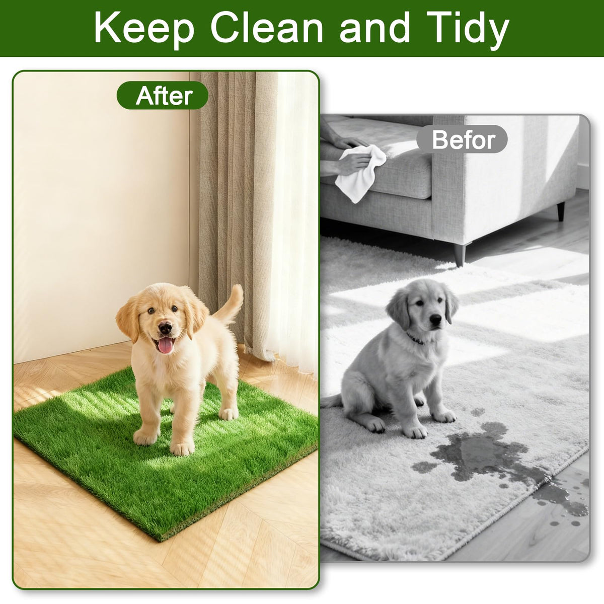 2 Pack 14 x 18 Inch Artificial Grass Dog Pee Pads B3431
