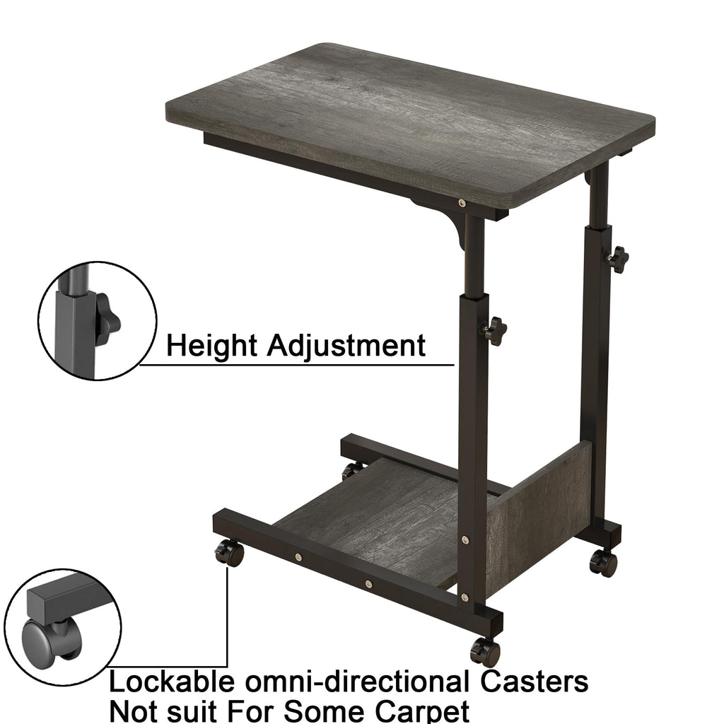 Adjustable Height C Table with Wheels and Storage O77120