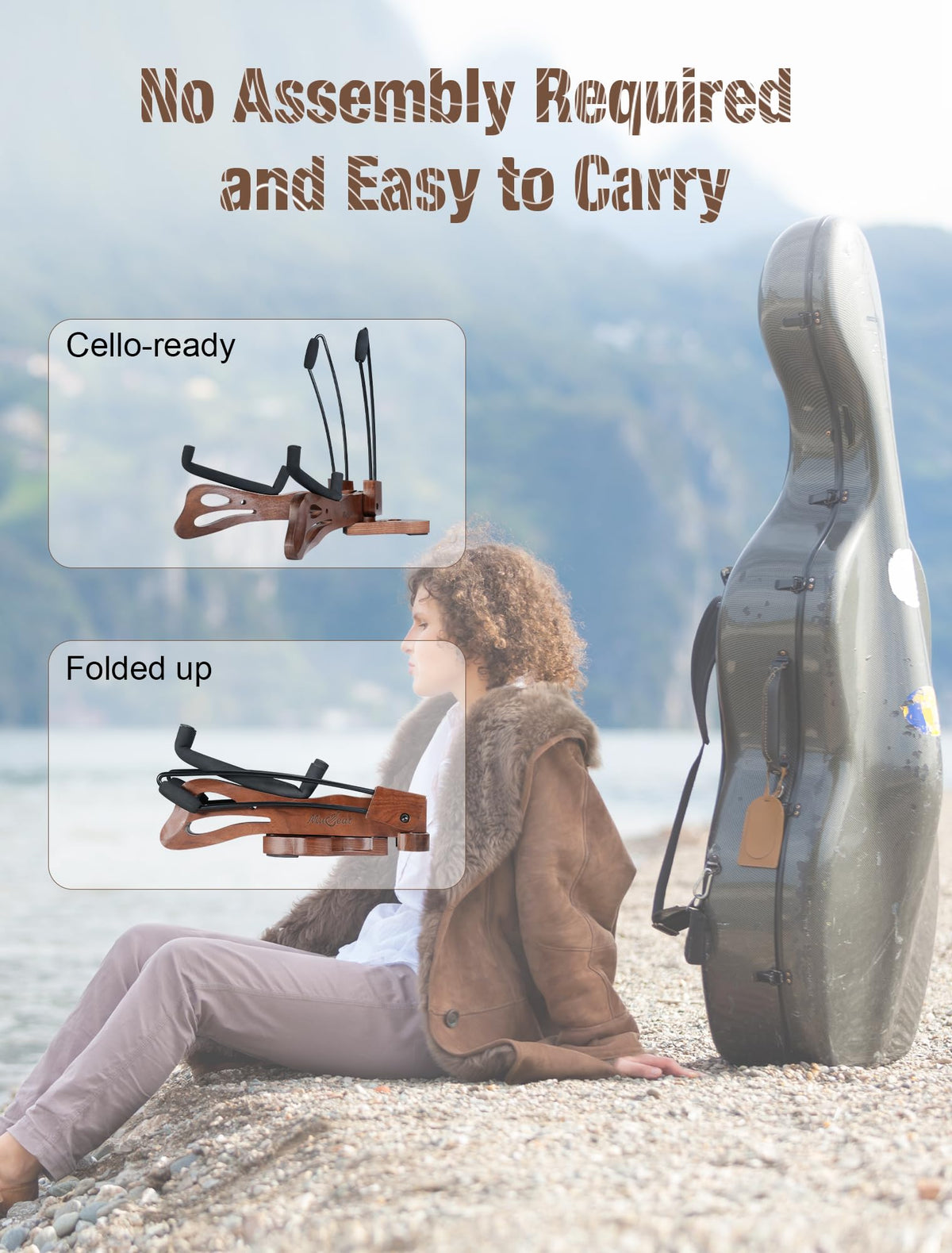 Walnut Cello Stand with Bow Holder U734989